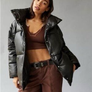 Avec les files oversized  Faux leather puffer Coat